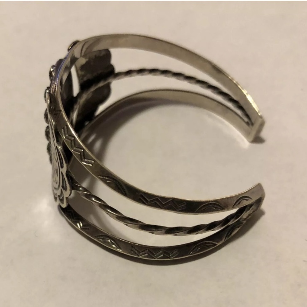 Vintage silver turquoise concho cuff bracelet - Picture 6 of 8